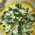 Cauliflower crust spinach white pizza