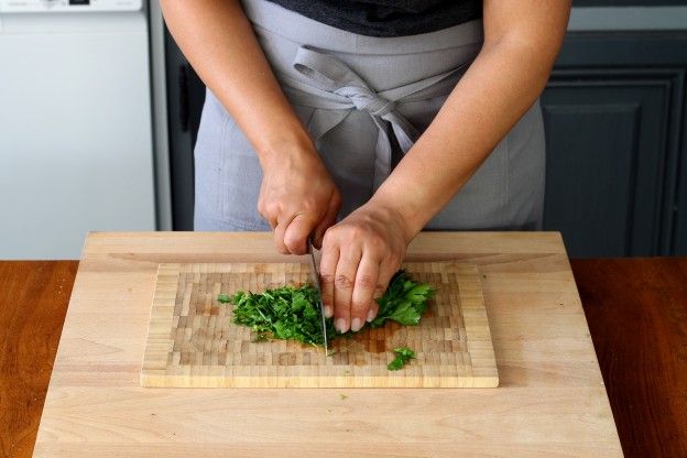 Finely chop the parsley and mint