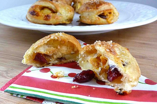 Apple & Cheddar Cheese Turnovers with Dried Cranberries & Hazelnuts