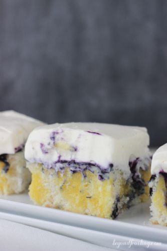 Blueberry cheesecake poke cake