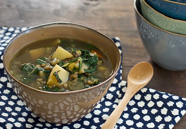 Chard, lentil & potato slow cooker soup