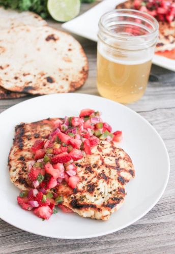 Cilantro Lime Chicken with Strawberry Jalapeno Salsa