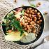 CRISPY CHICKPEA BOWL WITH SLAW, CREAMY SPINACH DRESSING AND QUINOA