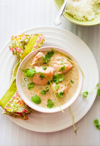 Coconut poached salmon