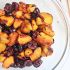 Grilled peaches and cherries with cinnamon-honey syrup