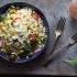 Herbed orzo pasta salad with tomatoes and feta