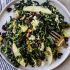 Kale and Brussels sprouts, fruit and nut salad