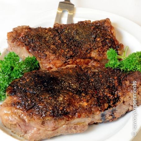 Portabella Crusted Strip Steak with Balsamic Reduction