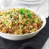 Sprouted brown rice pilaf