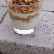 Cottage cheese, banana and caramel and toasted oatmeal Parfait