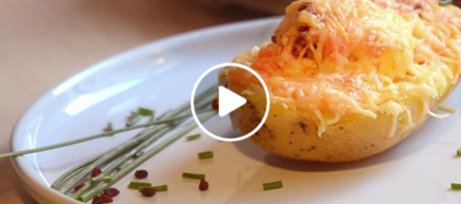 VIDEO: Super Cheesy Chorizo Baked Potatoes