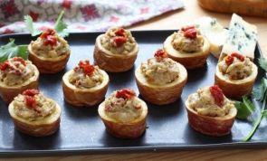 Potato Cups With Blue Cheese And Sun-Dried Tomatoes