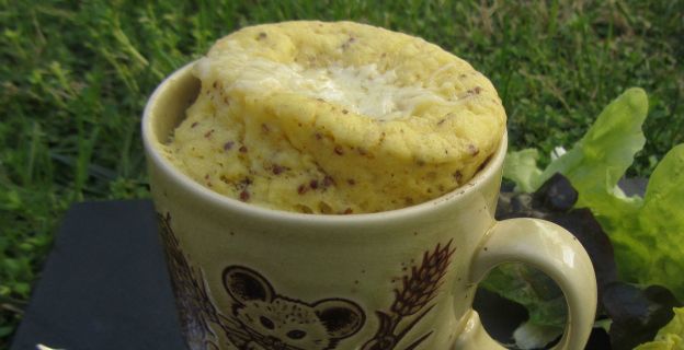 Savory mug cake souffle