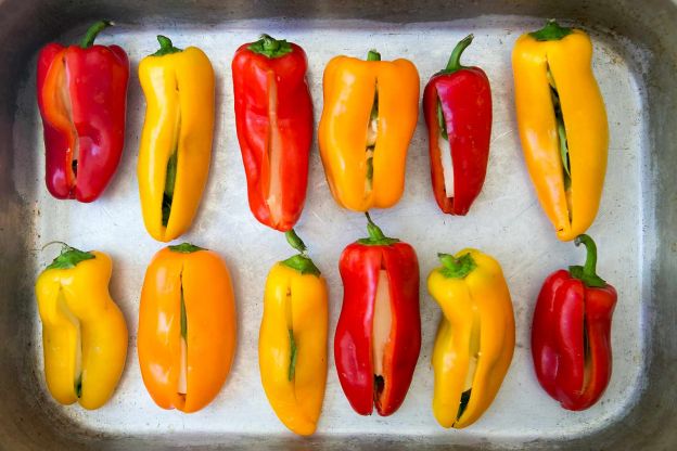 Stuffed Mini Peppers With Mozz and Basil