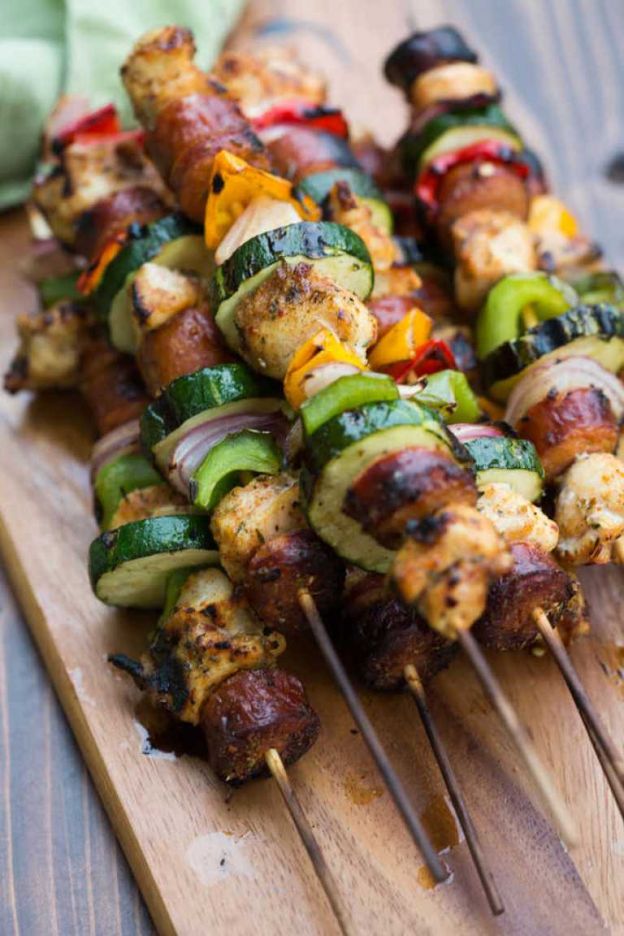 Cajun Chicken and Sausage Kebabs