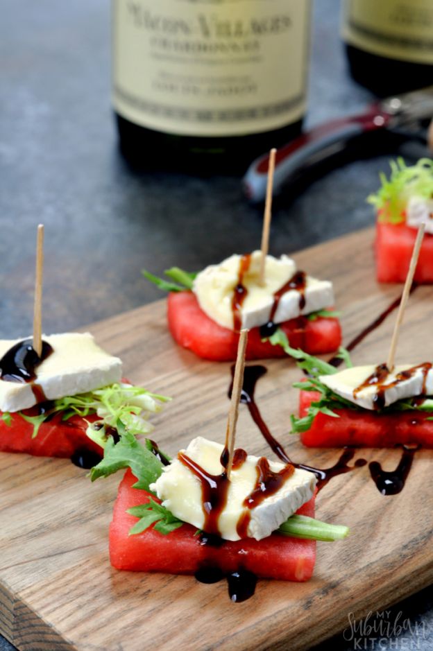 Watermelon, Arugula, And Brie Slices