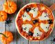 Spooky BOO-fallo Mozzarella Pizza With Spider Olives