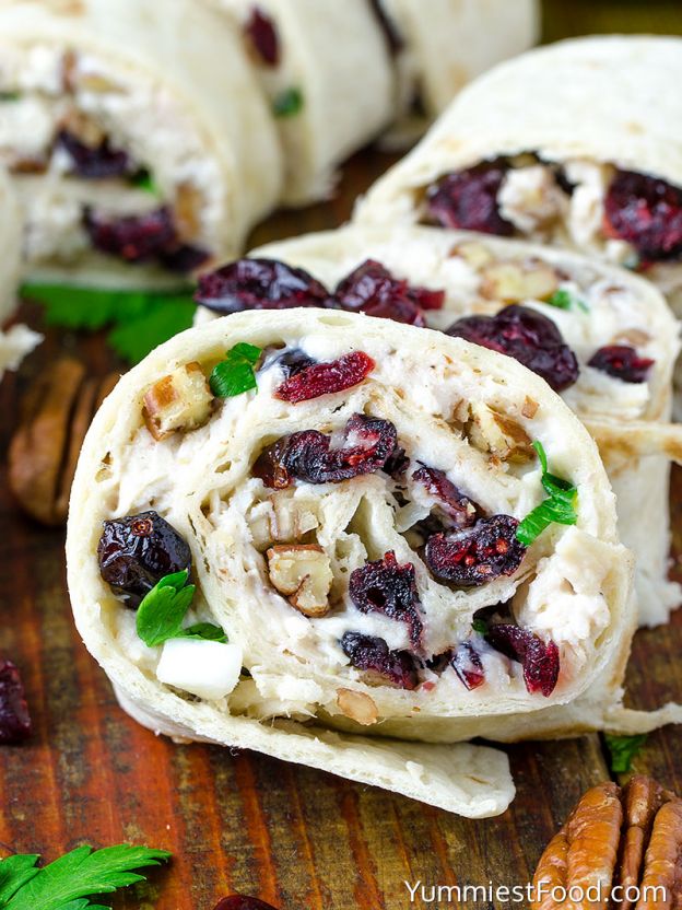 Chicken, Cranberry, Pecan Salad Wraps