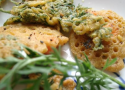 Fried carrot tops with chickpea flour batter