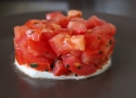 Tomato Basil Tartare on a Bed of Mozzarella