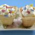 Frozen yogurt cones with sprinkles