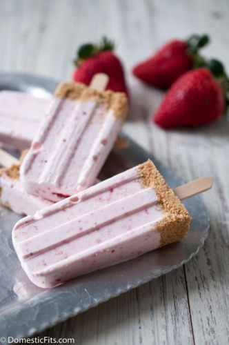 Strawberry cheesecake popsicles