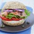 Smoked salmon and red onion burger