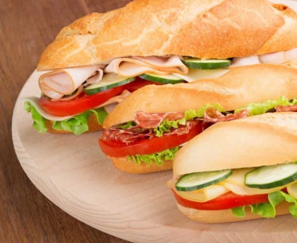Turkey ham, cheese and cucumber sandwiches