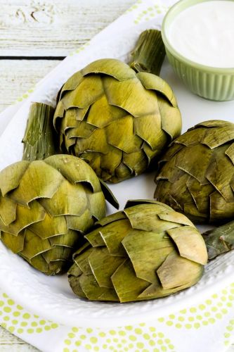 Steamed artichokes and artichoke dipping sauce