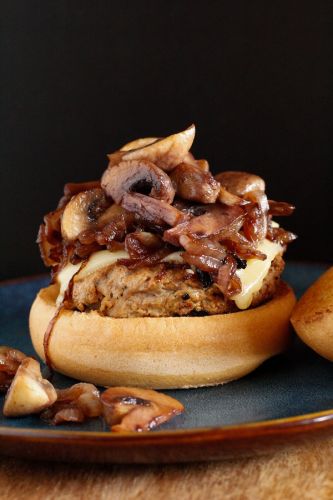 Caramelized Shallot and Mushroom Turkey Burgers