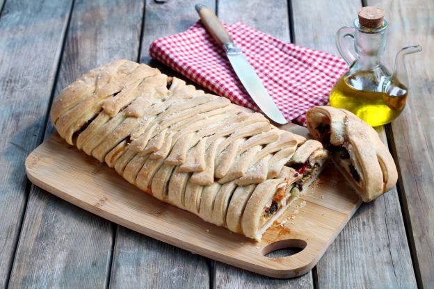 Savory Stuffed Mediterranean Braid With Olive Oil, Prosciutto & Veggies