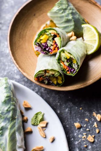 Avocado Veggie Spring Rolls with Sweet Mango Thai Sauce