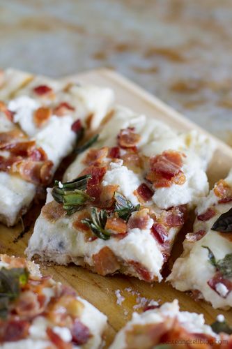 Grilled White Pizza with Bacon and Basil