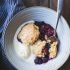 Blueberry Plum Cobbler with Corn Flour Biscuits
