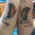 The mother's tattoo says, I gave her wings. The daughter's responds, You taught me to fly.