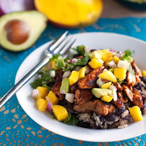 Caribbean Jerk Salmon Bowl with Mango Salsa