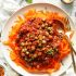 Simple chickpea bolognese with carrot noodles