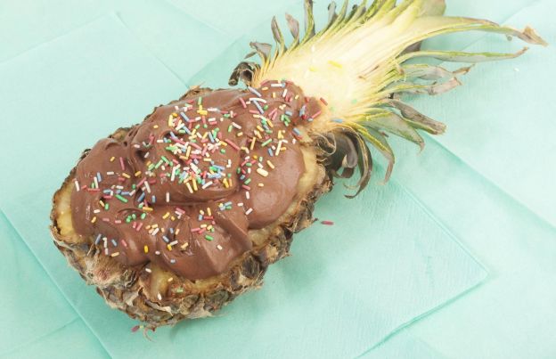 Chocolate mousse in a pineapple