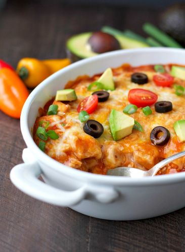 4 ingredient healthy chicken enchilada casserole