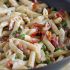 One pan pasta with bacon and peas