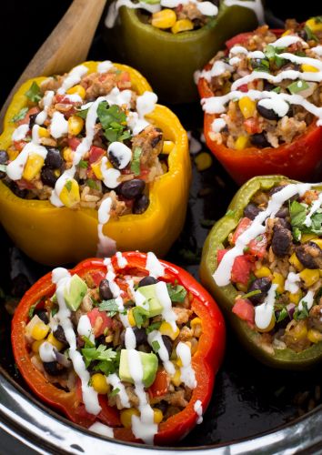 Mexican Slow Cooker Stuffed Peppers