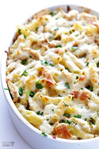 Chicken Alfredo baked ziti