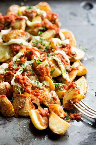 Lightened up patatas bravas