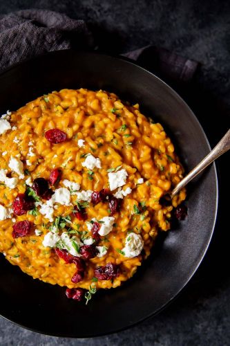 Pumpkin Risotto With Goat Cheese Dried Cranberries