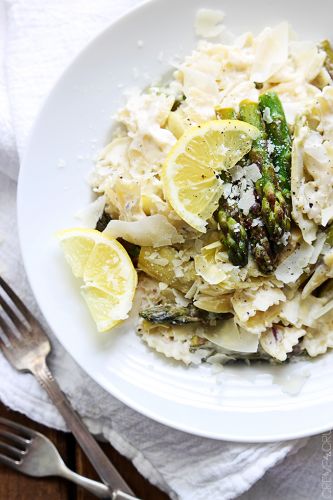 Lemon Artichoke and Asparagus Pasta