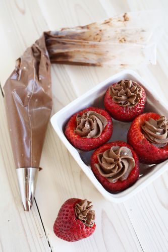 Chocolate mousse-filled strawberries