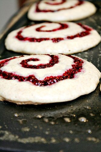 Raspberry swirl buttermilk pancakes