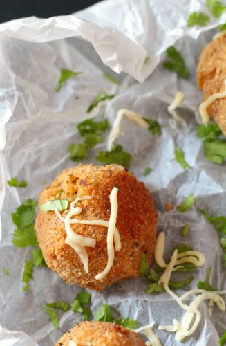 Mozzarella cheese stuffed mashed potato balls