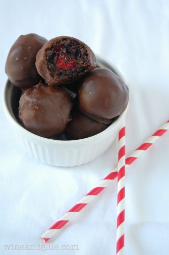 Chocolate covered cherry brownie bombs