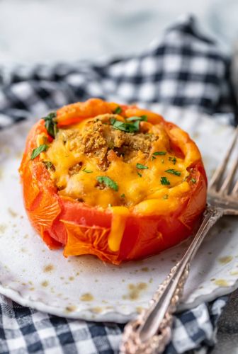 Cheesy Stuffed Tomatoes with Zucchini and Spinach